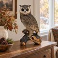 18.98" Realistic Owl Garden Statue, Resin Bird Deterrent, Brown Yard Decor by Guioiby