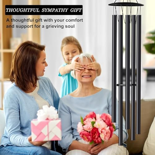 68” Large Wind Chimes for Home Garden Decor, Deep Tone Wind Chimes for Mom Grandma, Memorial Sympathy Gifts for Loss of Loved One, Black - Image 5