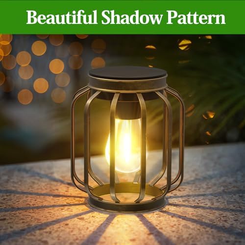 Solar Lanterns, Upgraded Metal Outdoor Lights, Brighter Hanging Solar Lights for Outside Waterproof, Auto On/Off Warm White Lighting for Yard, Garden, Patio, Pathway Decor (Bronze, 2 Pack) - Image 4