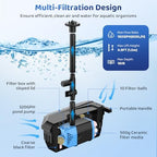 Antfraer 12W Solar Fountain Pump & Pond Filter Kit – Integrated Filtration System with 4 Nozzles, 6.6FT PVC Tubing Pond Filter for Outdoor Ponds, Gardens, Waterfalls, Fountains - Image 4