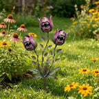 Metal Flower Garden Stake 2D 3-Pack Rustproof Decorative Plant Stakes - Image 3