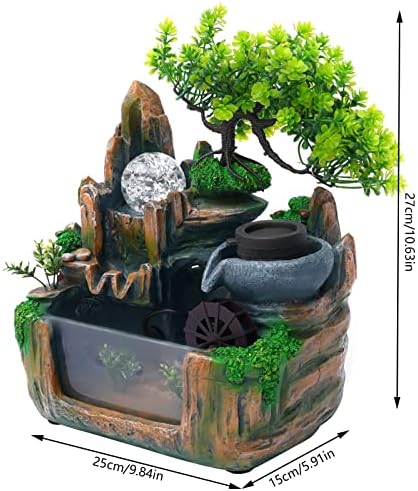Tabletop Fountain Ornament, 110V Rockery Fountain, Small Rockery Water Fountain Indoor with LED Lamp Atomization Effect, Suitable for Living Room, Bedroom, Office Decoration (B) - Image 3