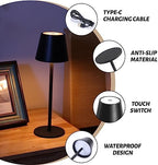 Maksone 2 Pack LED Cordless Table Lamp, 6600mWh Rechargeable Battery Desk Lamp, 3 Color Temperature Stepless Dimming Night Light, IP54 Waterproof Metal Outdoor Portable Lamp for Camping, Restaurant - Image 6