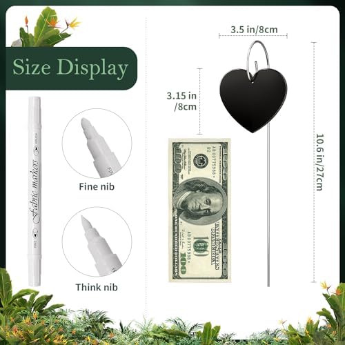 60-Pack Iron Metal Heart Shaped Garden Markers Weatherproof Metal Plant Labels Large Planting Seedling Stake Signs, for Seedlings Herbs Vegetable Greenhouse Gifts with White Marker Pen Labels - Image 2