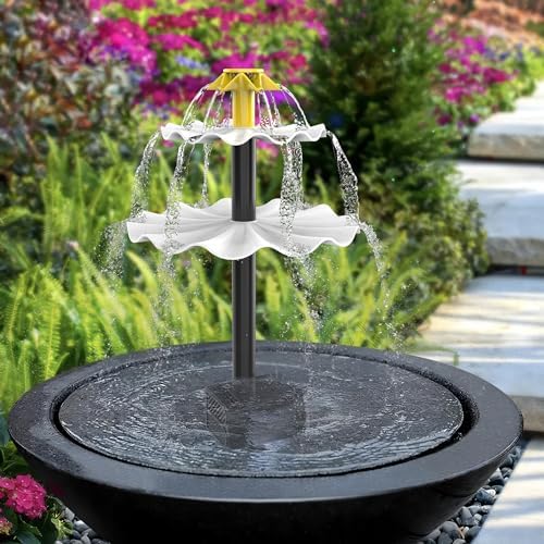 Lewisia Battery Backup Solar Fountain Pump with LED Lighting Solar Powered Water Pump Kit for Pool Koi Pond Garden Bird Bath 5W - Image 2
