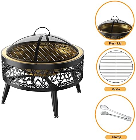 LXLZYXSF Outside Fire Pit Bowl with Table Top, Living Room Coffee Table, Wood Burning Fire Basin for Camping, BBQ, Travel, Bonfire Party, Picnic (Color : Deep Coffee, Size : 52.5cm/20.6inch Wide) - Image 3