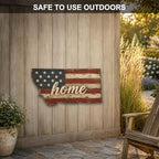Montana "Home" State Shape Sign — Vintage American Flag Wall Decor — UV-Printed Aluminum (Not Real Wood) — Patriotic State Pride Art for Indoors & Outdoors — Made in USA - Image 4