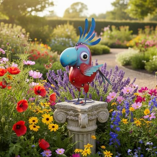 15" Metal Parrot Statue Outdoor Garden Decor - Image 4