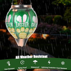 Easter Hot Air Balloon Solar Lantern - Bunny Glass Lantern, Simulated Flickering & Dancing Flame, Outdoor Hanging Yard Light Waterproof IP65 for Patio Lawn Porch Decor Rabbit Gift - Image 4
