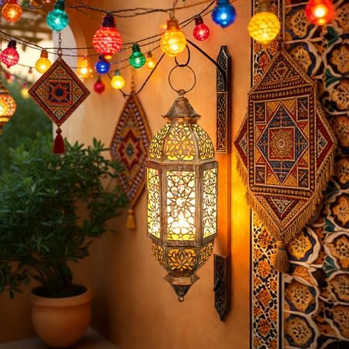 ordinarYone Moroccans Iron Candle Holders Hanging Candle Lamp With Intricate Cutout Design For Romantics Home Decors and Outdoor Use - Image 6