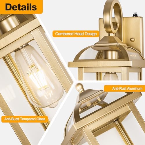 Dusk to Dawn Golden Outdoor Sconces Enclosed Bottom - Image 6
