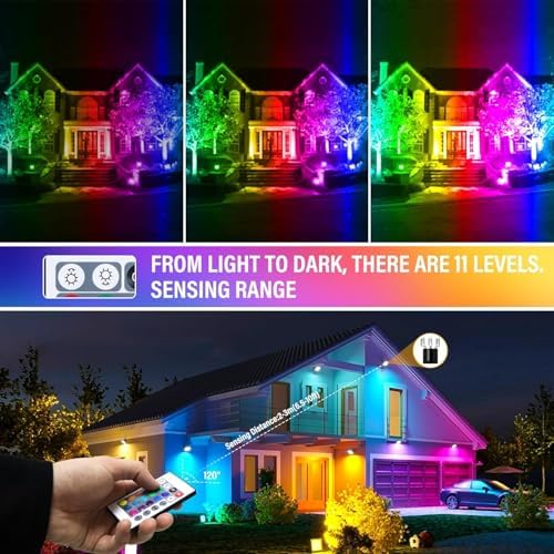 2-Pack 50W RGB LED Flood Light, Remote Outdoor Color Changing Light - Image 6