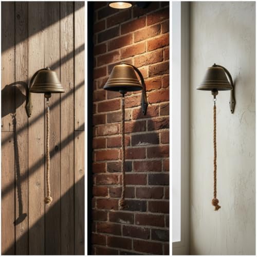Wall-Mounted Bell with Pull Cord Outdoor Cast-Iron Chime with Bracket Heavy Duty for Shop Owners, Porch, Garden, Cafe, Large - Image 6