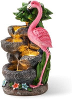 Glitzhome Outdoor Water Fountain, 4-Tiered Flamingo Outdoor Fountain with Lights, 23.5" H Polyresin Decorative Waterfall Feature Garden Fountain with Pump for Garden, Patio, Yard, Deck, Porch Decor - Image 3