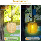 HPC Decor 2 PK Solar Lanterns-Outdoor Lanterns Waterproof, Rattan Solar Lights, Hanging Solar Lanterns Outdoor,Solar Lamp Lights,Decoration Lights for Garden,Patio,Porch,Trees,Pathway,Outside. - Image 5