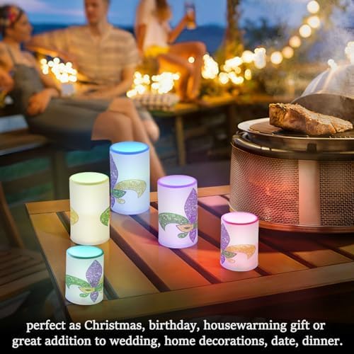 YETTASBIN Mardi Gras Flameless Candles with Remote Control and Timer, Adjustable Brightness Long Lasting Battery Operated LED Pillar Candles for Indoor Outdoor Party Home Decor, 2 Pack - Image 7