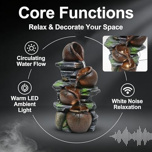 4-Tiered Outdoor Tabletop Water Fountain 17.9” - Image 5