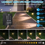 All-in-One Low Voltage Landscape Lighting Kit, 8 Pack Landscape Lights with Smart Transformer, Dimmable Waterproof Outdoor LED SpotLights, 24V LED Landscape Lights for Yard, Garden(Warm White) - Image 2