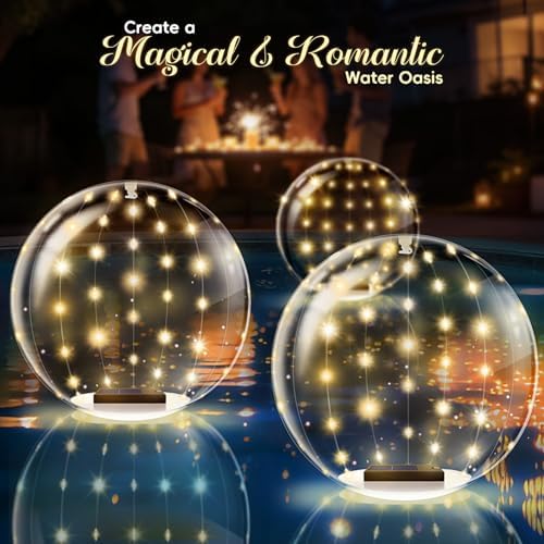 BITIWEND Solar Floating Pool Lights, 2 Pack 14" Inflatable Light Up Pool Balls - Image 4