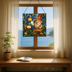 Gnome Mail Delivery Stained Glass Suncatcher – Square Hanging Window Panel for Home or Greenhouse – Whimsical Glass Art Gift for Garden Lovers, Christmas, Halloween, Father Days wzepyO - Image 6