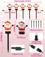 10.5FT Christmas Pathway Lights, 5PK LED Welcome Santa Yard Stake Lights - Image 2
