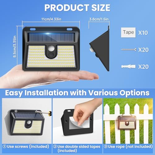 [10 Packs] Solar Motion Sensor Outdoor Lights, Super Bright Solar Lights Outdoor Waterproof, 3 Lighting Modes Security Wall Light for Outside Walking Dog Fence Backyard Deck Garden Door Step Garage - Image 4