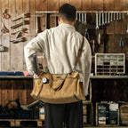 Tool Tote, Heavy Duty Waxed Canvas Wide Mouth Tool Pouch, Muti-Purpose Tool Bag with Adjustable Shoulder Strap (15 X 9.8 X 7.8 inch) | Khaki - Image 6