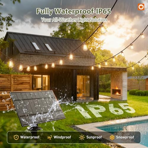 addlon 54FT(48+6) Solar String Lights Outdoor, Waterproof Dimmable 24+2 LED - Image 5