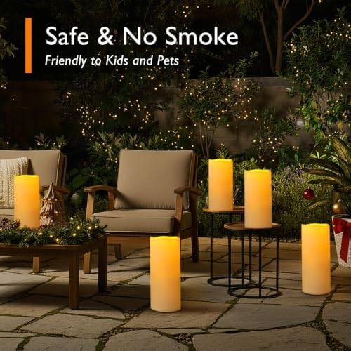 Homemory Dark Ivory Flameless Candles, Waterproof, Remote Timer, 2 Pack - Image 6