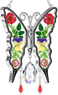 KY&BOSAM Butterfly Glass Crystal Pressed Flower Suncatchers Window Hanging by KYBOSAM