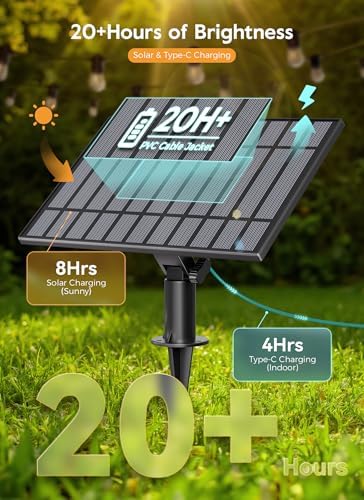 Minetom 202FT Solar String Lights Outdoor Waterproof, S14 Patio Lights - Image 2