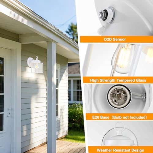 GRUENLICH Outdoor Wall Light Fixture, Clear Glass, White, 2 Pack - Image 5