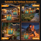 Solar Lantern Outdoor Waterproof Stained Glass Jellyfish Vibrant Orange Blue Tones Garden Decor LED Hanging Solar Lights Tabletop Lamp Gifts for Women Mom Outside Yard Patio Porch - Image 6