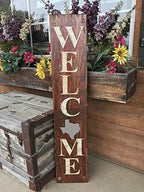 State Welcome SIGN FARM, HOME, LAKE, TEXAS NM NEW MEXICO LA LOUISIANA AR ARKANSAS OK OKLAHOMA *Rustic Distressed Wood * Red White Blue Outside *Exterior *Entryway, Porch, Front Door TX - Image 6