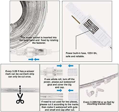 SURNIE LED Rope Lights Outdoor Warm White, Waterproof 50FT Cuttable 3000K Lighting Indoor 110V Connectable Flexible Electric Lights for Christmas Trees Bedroom Outside Patio Decor, Not Flat Strip - Image 4