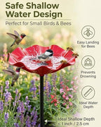 Bee Watering Station Metal Flower Garden Stakes Bird Bath Bowl Decorative Decor Mini Flowers Handmade Stake & Pollinator Water Baths for Outdoor Features Outside Grace on Feeder Birdbath - Image 3