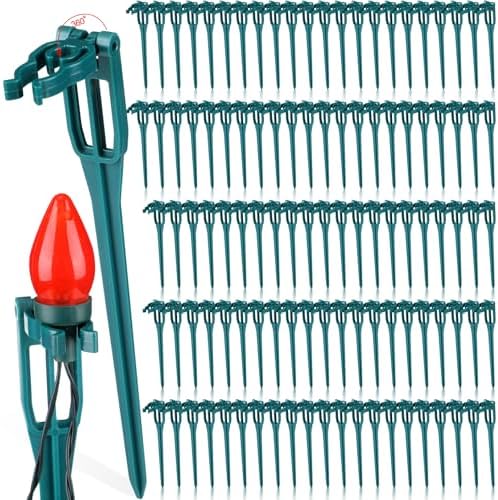 Suzile 100 Pcs Christmas Plastic Light Stakes 9.5'' Tall Xmas Yard Stakes by Suzile