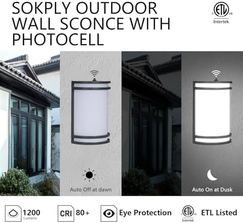 10in Dusk to Dawn Front Porch Light 15W(75W Eqv.) 120V, ETL Listed - Image 2