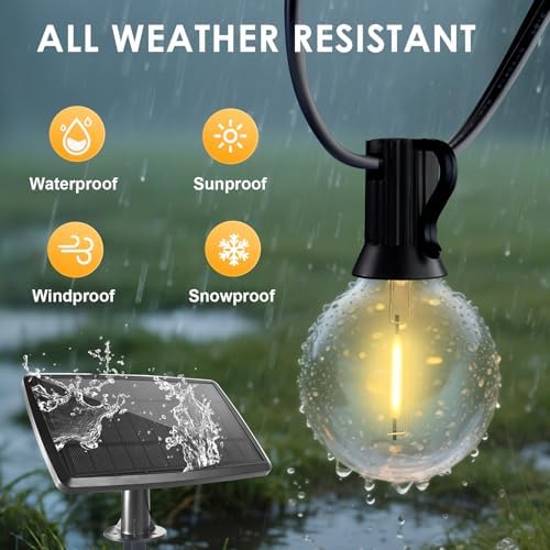 Yusist 240FT Solar String Lights Outdoor Waterproof with Remote, G40 Solar Powered String Lights with 80+3 LED Shatterproof Bulbs, Dimmable Solar Patio Hanging Lights for Outside Backyard Party - Image 4