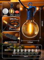 109FT 100 LED Outdoor String Lights, G40 Shatterproof String Lights, IP65 Waterproof Connectable Outside Patio Light for Backyard Porch Balcony Garden Decor Christmas Camping Gazebo - Image 7