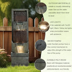 Hamiedun 39.3”H Outdoor Garden Waterfall Fountain-Indoor Water Fountain with LED Lights, for Gardens, Landscaping, Patios, Balconies, Office,and Lawns for a Calming Oasis in Outdoor Living Art Decor - Image 4