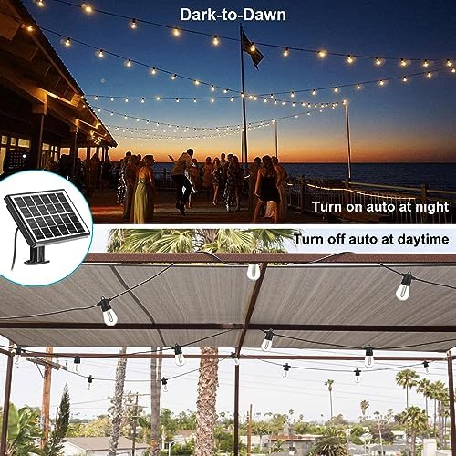 SUNTHIN 100ft Solar String Light Outdoor, USB Rechargeable Patio Solar Outdoor Lights with Waterproof & Shatterproof 30 LED Bulbs for Backyard, Porch, Garden, Pool, Party, Camping - Image 3