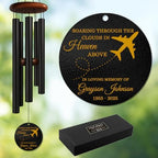 Personalized Aviation Memorial Wind Chime – “Soaring Through The Clouds in Heaven Above” Custom Name & Years – Sympathy Gift for Pilots, Travelers – Outdoor Remembrance Windchime for Loss of Loved by AlpadilCo
