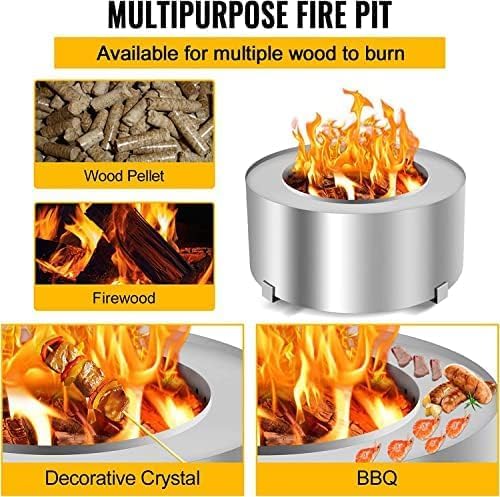 Smokeless Fire Pit Outdoor Wood Burning Portable Firepit Stainless Steel with Stand Cover for Backyard Patio Garden Picnic Camping Bonfire,28.5 Inch - Image 6