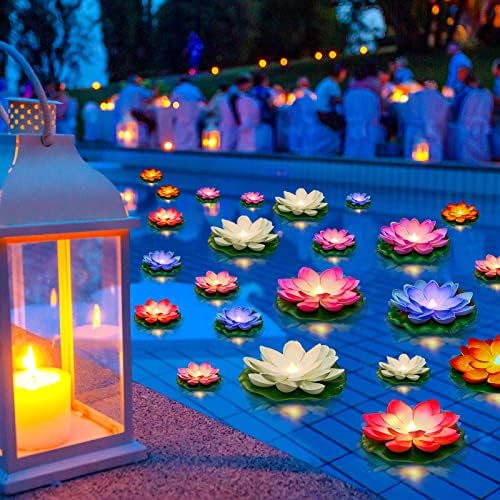 Liliful LED Floating Lotus Lantern,Diwali Pool Pond Decor,Color,3.94, 5.91" by Liliful