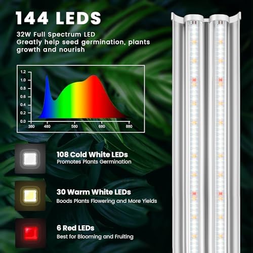 Wolezek 2FT T5 Grow Lights for Seed Starting with Timer, 32W Full Spectrum - Image 3