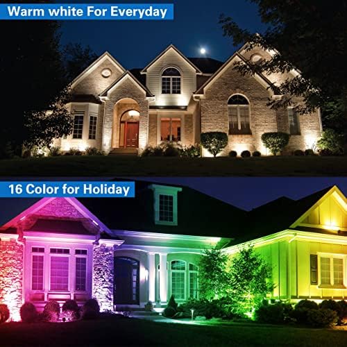 Low Voltage RGB Landscape Lights,Color Changing Outdoor In-Ground Light with Connectors RGB Well Lights 12-24V Landscape Lighting for Outdoor Christmas Halloween Party (RGBW 6 Pack) - Image 3