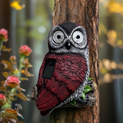 Owl Tree Hugger Figurine Solar-Powered Owl Decor Garden Statue for Patio Yard Balcony Housewarming Gifts for Mom Women Grandma - Image 3
