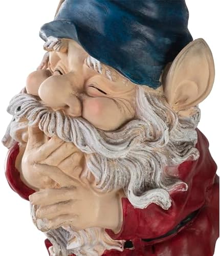 Alpine Corporation 15" Tall Outdoor Garden Gnome Smiling Yard Statue Decoration, Multicolor - Image 6