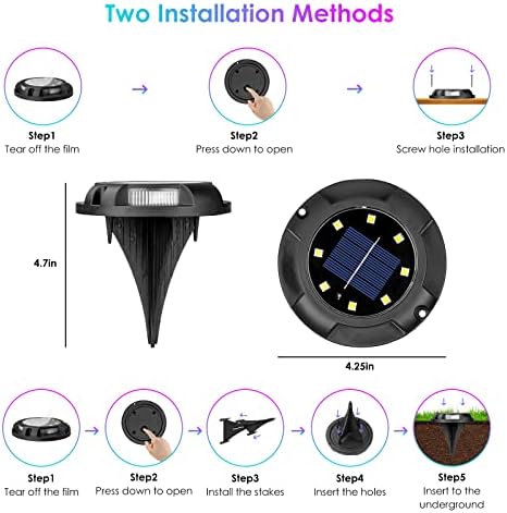 Fohil 12 Pack Solar Ground Lights for Pathway Lawn Yard Deck Garden Decor - Image 3